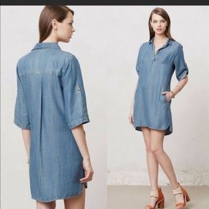 {Anthropologie} Cloth & Stone Denim Shirt Dress